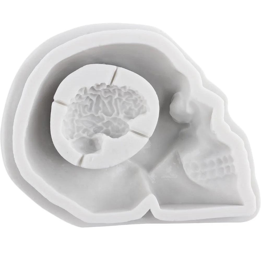 Skull‎ and Brain Silicone Mold - White